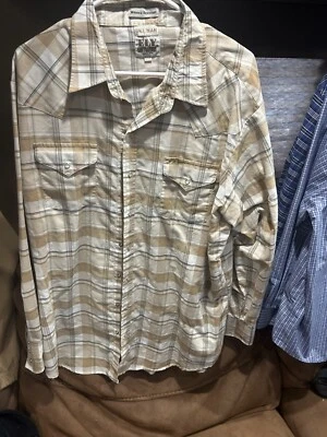 Camisa a Presión Ely Cattleman Perla Para Hombres Manga Larga Camisa de Trabajo Occidental Foto 1 de 3