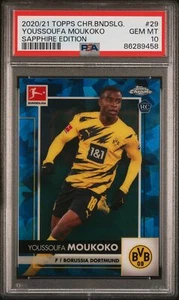 2020 TOPPS YOUSSOUFA MOUKOKO CHROME BUNDESLIGA SAPPHIRE EDITION #29 PSA 10 - Picture 1 of 2
