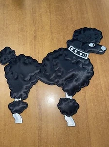 Poodle Applique Patch - Black Dog Facing Left, Sock Hop 7”x6” (Iron on) - Picture 1 of 2