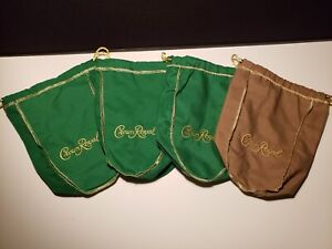 3 Green & 1 Tan 9 inch Crown Royal Velvet Bag lot #1
