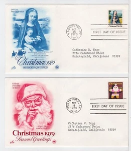 TurtlesTradingPost- Christmas Pair 1979 #1799-1800 FDC Artcraft 2 Covers - Picture 1 of 1