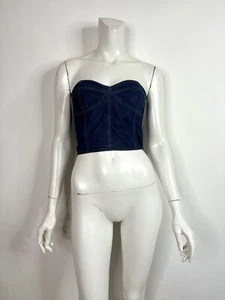 Vtg Moschino Strapless Blue Denim Corset Top S 40 - Picture 1 of 13