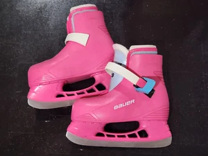 BAUER Lil Angel Girls Youth ICE SKATES Pink Ratchet Buckle SIZE Y 8/9 EU 26/27 - Picture 1 of 3