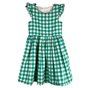 Tahari Girl's Gingham Checked Green & White Spring Fit & Flare Dress Size 6 - Picture 1 of 9