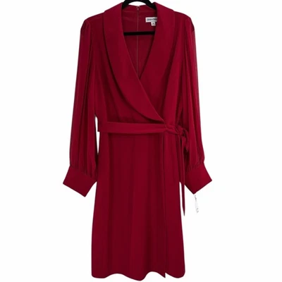 Vestido Shelby Palmer Imitación Envolvente Para Mujer Talla 16 Rojo Elegante Fiesta Cóctel Foto 1 de 4