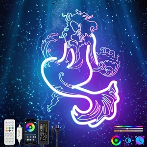 Letrero de Neón Sirena, 7RGB Hecho a Mano Sirena LED Luz de Neón, 12V Muticolor 3D Eng... - Imagen 1 de 8