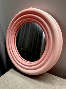 Vintage Mid-Century Soviet Pink Mirror Plastic Frame Space Age Furniture - Picture 1 of 10