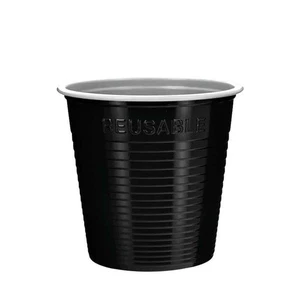 Bicchiere Plastica Bicolore Nero Reusable 230 cc 30 pz - Dopla - Feste e Eventi - Foto 1 di 2