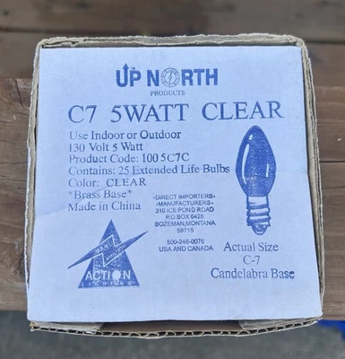 C7  5-Watt Night Light Bulbs, Clear, for Lamps Night Box of 25 - Image 1 of 4