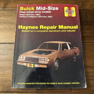 Manual de reparación Haynes Buick tamaño mediano tracción trasera modelos Regal 1974 a 1987 - Imagen 1 de 3