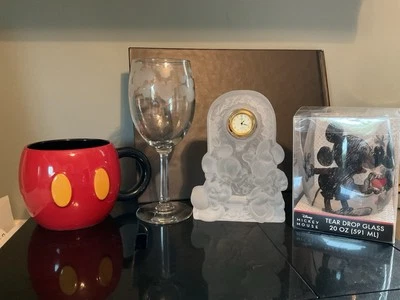 Taza 25 Aniversario Disney World ~ Copa de Vino 7" ~ Reloj Esmerilado ~ Vaso Lágrima Foto 1 de 4