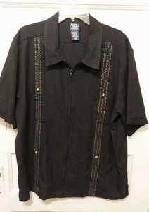 John Blair Men's Size XL Black & White Short Sleeve, Full Zip, Shirt Jacket - Picture 1 of 7