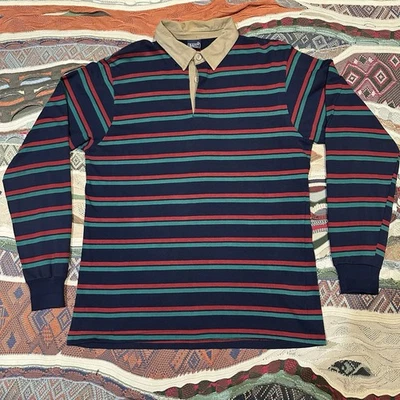 Camisa Polo de Rugby Gant The Rugger Vintage Rayas Años 90 Para Hombre Talla XL Hecha en EE. UU. Foto 1 de 4