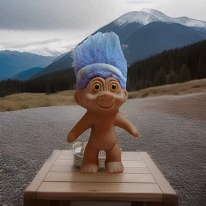 1991 Troll Puppe 3 Zoll lila Haare & Augen, weißes Stirnband Vintage Spielzeug - Bild 1 von 3