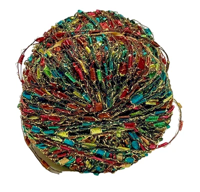 Berlini Ladder Ribbon Glitter Yarn Brown Dark Rainbow - 48 grams - Image 1 of 3