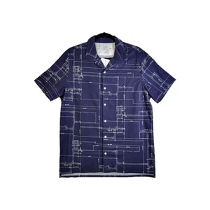 PS by Paul Smith Short Sleeve Casual Shirt Navy Blue Men's Medium Sketch NWT - Picture 1 of 18