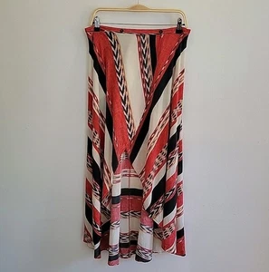 Vix Paul Hermanny Silk Chiffon Wrap Skirt Batik Striped Hi Low Designer Resort - Picture 1 of 7