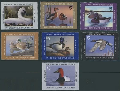 2001-13, USA JUNIOR DUCK STAMPS, $5 MULTI, 7 DIFFERENT VALUES, NH, SC.#JDS9/21 - Image 1 of 2