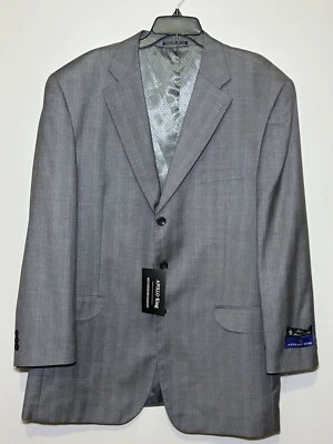 NEW Apollo King AK Gray Windowpane Suit Jacket Coat Blazer Size 48 R - Image 1 of 4