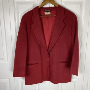 L.L. Bean Vintage 10 Petite Blazer Jacket Wool Cashmere Red Single Breasted - Picture 1 of 4