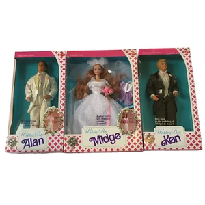 Barbie Mattel “WEDDING DAY” Lot Midge NRFB, Alan (open), Ken (open) 1990 READ - Picture 1 of 10