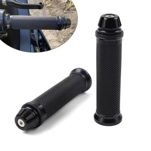 2pcs Motorcycle 7/8" Handle Bar Hand Grip For Yamaha For Honda For Suzuki Black - Picture 1 of 12