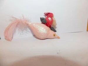 VINTAGE  ANNEES 50-60 ARTICLE SAPIN DE NOEL  FIGURINE PERE NOEL SUR OISEAU - Imagen 1 de 2