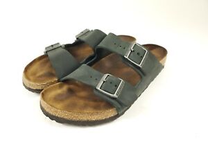 Birkenstock Mens Black Leather Sandals 44 285 Two Straps Buckle Mens Size 11 
