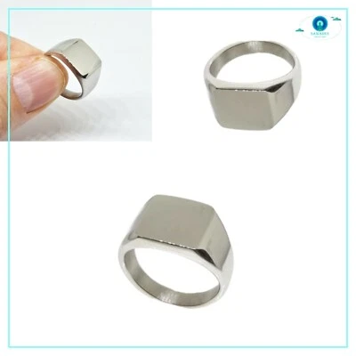 Anello mignolo chevalier in acciaio inx uomo donna modello argento quadrato di  - Immagine 1 di 4