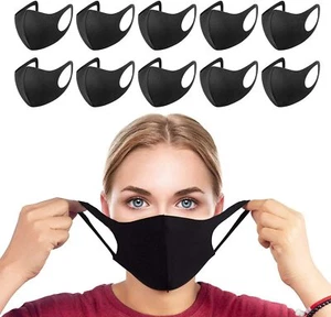 Reuse & Wash Fabric Face Mask Black for Sports Adults Breathable STRETCHY Masks - Picture 1 of 13