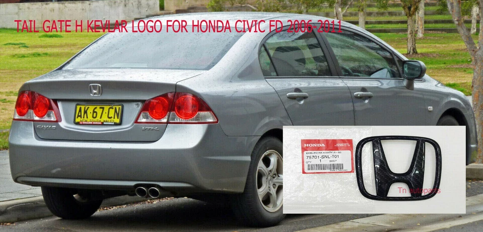 PUERTA TRASERA LOGOTIPO EMBLEMA PELÍCULA CARBONO H PARA HONDA CIVIC FD 2006-2011 Foto 1 de 4