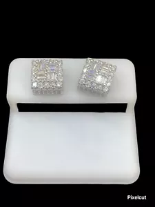 Cushion Cut Moissanite Solitaire Stud Earrings 925 Sterling Silver (1ct To 5ct) - Picture 1 of 1