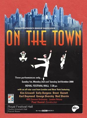 Kim Criswell "ON THE TOWN" Brent Barrett / Leonard Bernstein 2000 London Flyer - Image 1 of 2