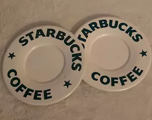Starbucks Kaffee Tee Untertassen Teller weiß mit grünem Logo 2er Set 5 Zoll Geschirr - Bild 1 von 6