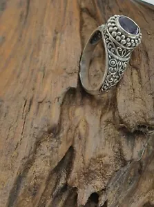 Amatista Anillo Mujer 925er Plata Púrpura Redondo Gema Hecho a Mano de Regalo - Imagen 1 de 6