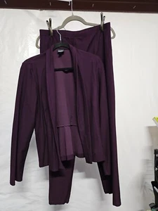 Womens Eileen Fisher 2 Piece Purple/Eggplant Pant Suit Size Small Pants & Jacket - Picture 1 of 16