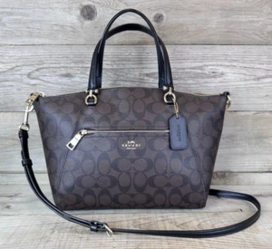 Coach Prairie Women's Satchel Bag Black/Brown Medium Convertible Crossbody HTF!! - Picture 1 of 12