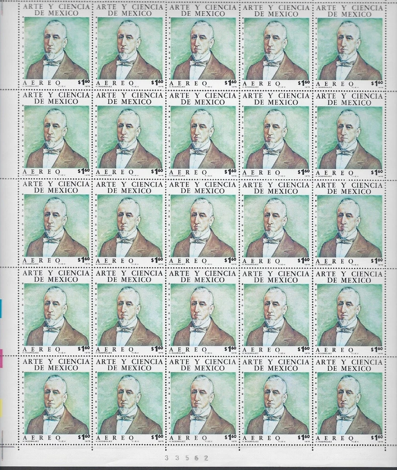 MEX $1.60 "Alfredo Duges" Sc#C517 FOLHA COMPLETA DE 25 CV$6 (A106)* - Imagem 1 de 1