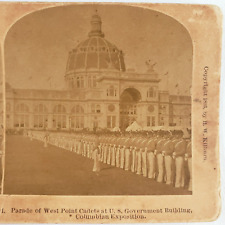 West Point Cadets Parade Stereoview c1893 Chicago Worlds Fair Columbian IL C1549