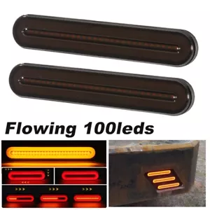 2x 9.17inch Red/Amber Oval LED Truck Trailer Stop Tail Brake Lights Flowing Turn - Picture 1 of 12
