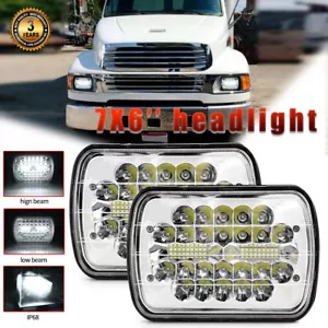Pair For Sterling Truck Commercial Chrome 5x7'' 7x6inch LED Headlight Hi/Lo Beam - Foto 1 di 11