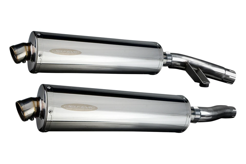Silenciador de escape ovalado de acero inoxidable Triumph Trophy 1200 Delkevic Slip On 18" 95-03 Foto 1 de 3