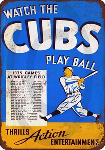 1935 Chicago Cubs baseball program Vintage Look Reproduction Metal Sign 8 x 12 - Picture 1 of 1