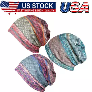 Women Dual-purpose Scarf Hat Baggy Slouchy Beanie Hat Headwear Ladies Chemo Cap - Picture 1 of 7