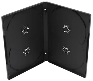 New Standard Black 4-Disc DVD Replacement 14mm Case Premium Movie Storage Shell - Imagen 1 de 3