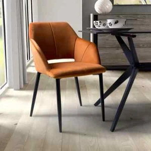 Nero Velvet Quilted Dining Chair 2 Pack in Burnt Orange - Picture 1 of 8