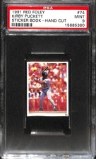 1991 Red Foley #74 KIRBY PUCKETT STICKER BOOK - HAND CUT PSA 9 15685360