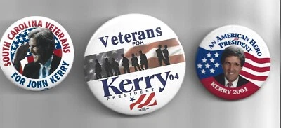 2004 pin 3 ветераны для JOHN KERRY кампании pinback VIETNAM WAR - Изображение 1 из 2