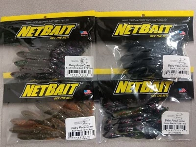 Lote de (4) señuelos Netbait Baby Paca Craw. Todos los colores diferentes. ¡Bonitos señuelos!! Foto 1 de 4