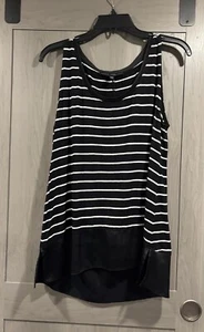 White House Black Market Damen Tunika Top schwarz-weiß gestreift ärmellos M - Bild 1 von 3